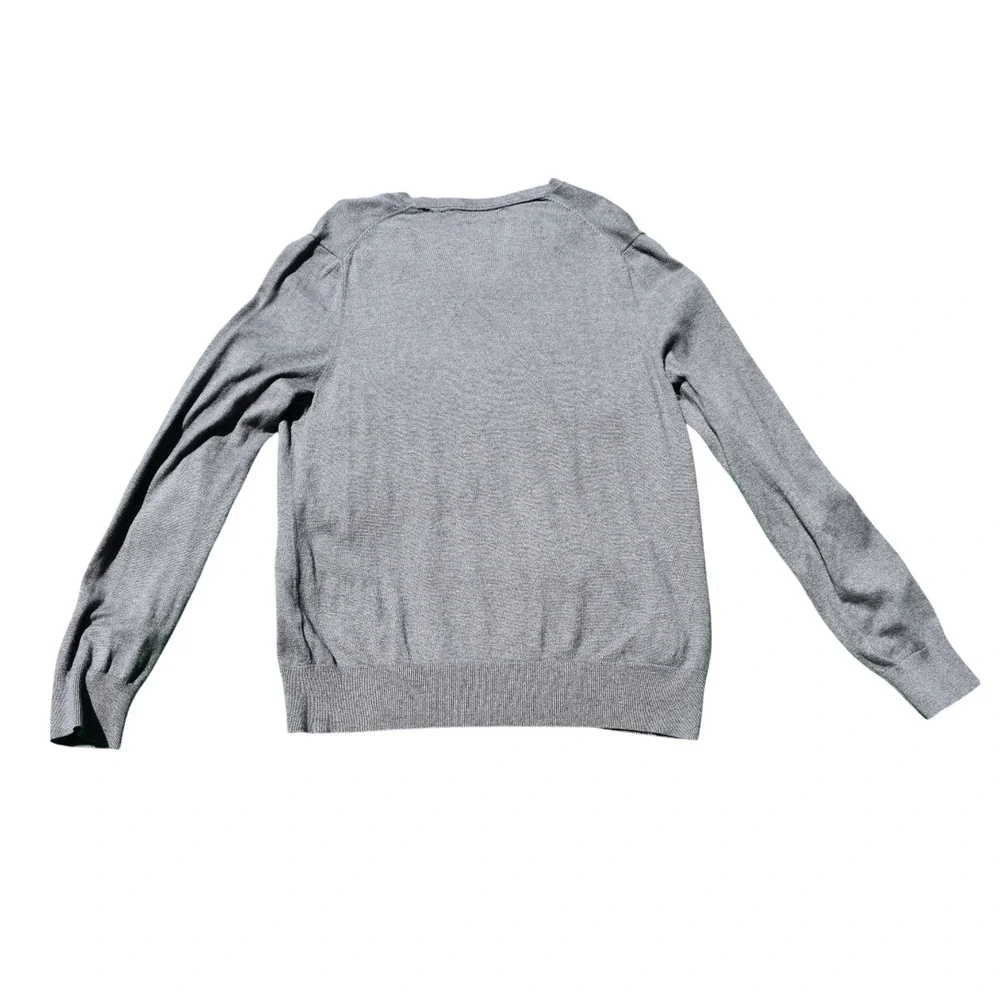 Banana Republic Cashmere Blend Gray V-Neck Sweater Preppy Old Money Mens Large